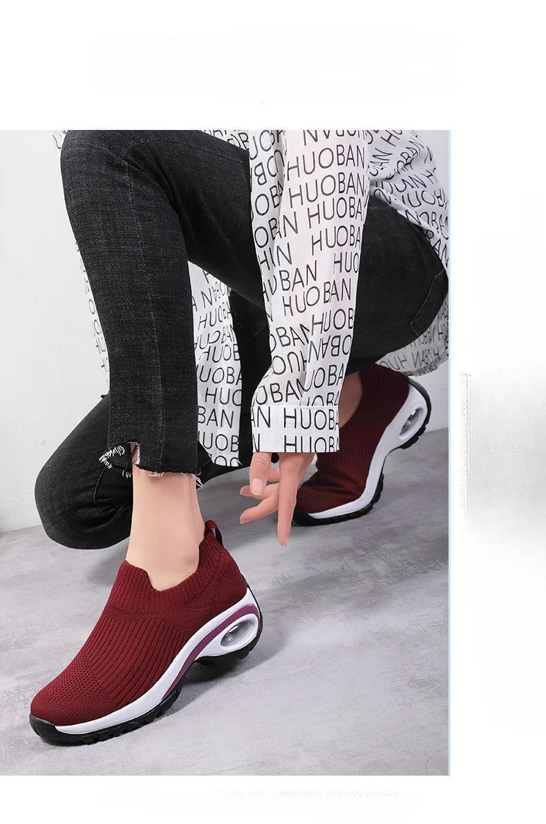 2024 summer New Women Fashion Casual Sport Shoes Wedge Platform Sneakers  Ladies Breathable  Vulcanized Shoes