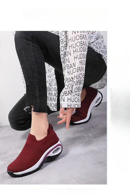 2024 summer New Women Fashion Casual Sport Shoes Wedge Platform Sneakers  Ladies Breathable  Vulcanized Shoes