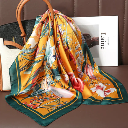 Luxury Satin Silk Scarf - Womens Fashion Shawl Hijab Neckerchief Bandana 2023