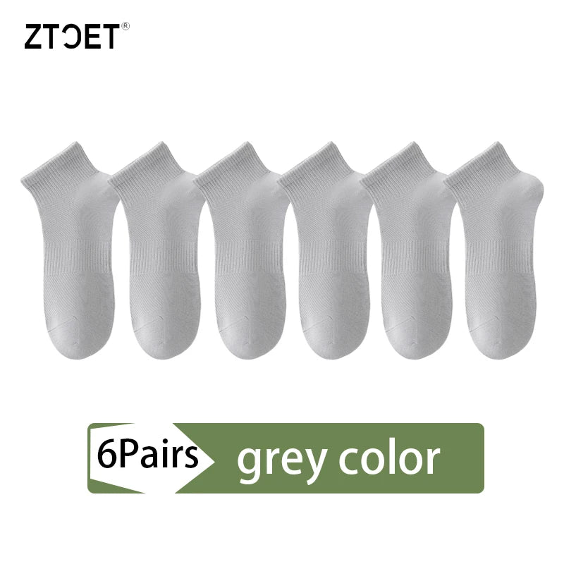 High Quality 6Pairs Men Socks Short Combed Cotton Mesh Breathable Odor proof and antibacterial Spring Summer for Male sock New