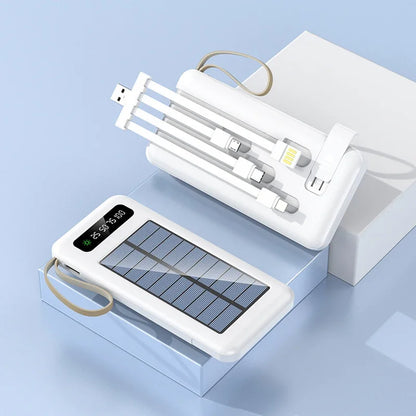 Lenovo Solar Power Bank 50000mAh Large Capacity Mobile Power Fast Charging Battery Dual USB 4 Cables For iPhone Samsung