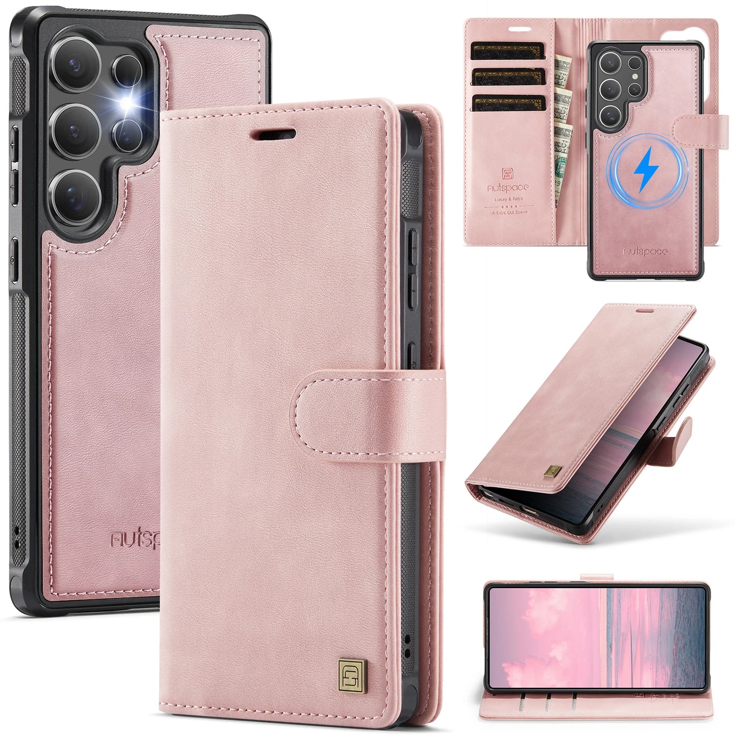 Leather Phone Case 2-in-1 Detachable Wallet Cover With Card Holder For Samsung Galaxy S25 Plus