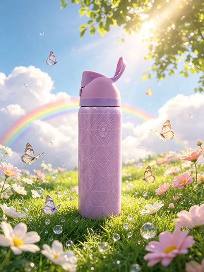 Owalaa pearlescent pink 32oz/945ml stainless steel insulated water bottle with straw,for daily sports outdoor,perfect gift