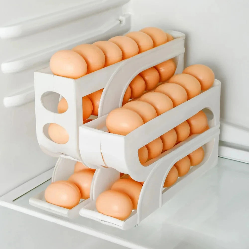Large Capacity Egg Storage Box - Automatic Four Tier Refrigerator Organizer - ZOOMNSTORE