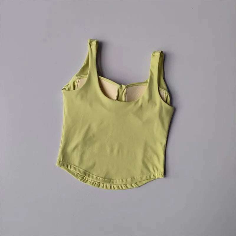 High Strength Back Fitness Tank Top Women's Running Shockproof Sports Bra High Elastic Gathering Nude Yoga Bra for External Wear