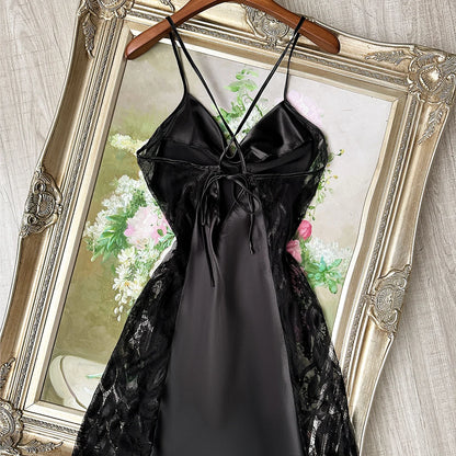 New Style Women's Lace Splicing Nightdress Sexy Fashion Pajamas Simple and Comfortable Suitable for Parties and Home