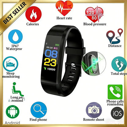 HD Color Screen 115plus Smart Band Heart Rate Health Watch Waterproof Sports Bracelet
