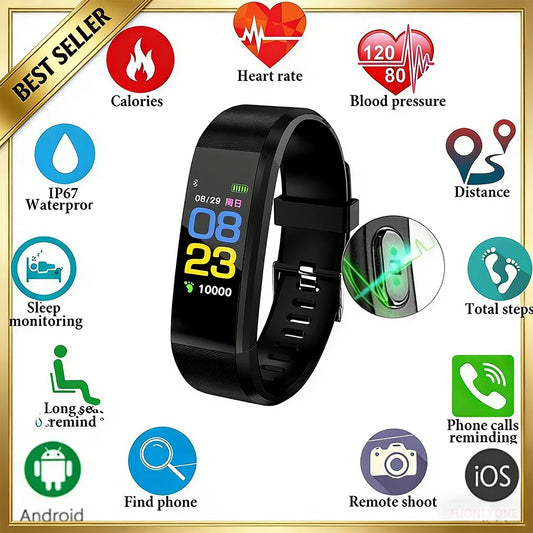 HD Color Screen 115plus Smart Band Heart Rate Health Watch Waterproof Sports Bracelet