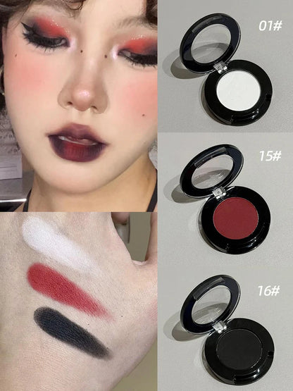 Punk Smoky Red Black Eye Shadow Palette Waterproof Gothic Matte Blue Eyeshadow Tray Women Halloween Eye Pigments Makeup Palette