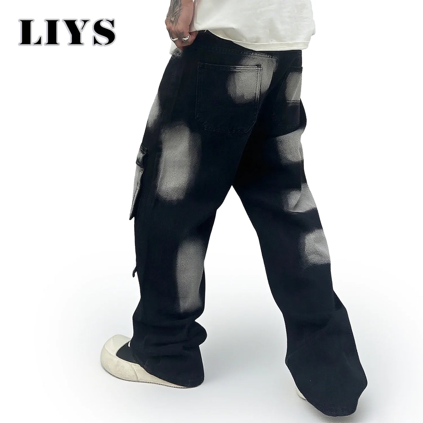 Trousers Streetwear Aesthetic Men's Jeans Tie Dye Man Cowboy Pants Wide Leg Hip Hop Goth Soft Cotton Original Multi Bag Jeans