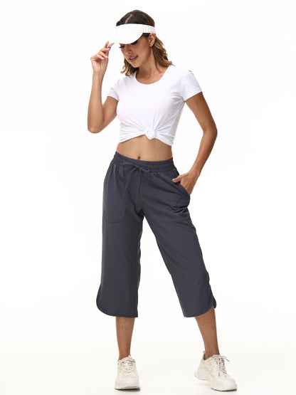 Women Casual Cropped Capris Cargo Pants, Outdoor Lightweight Capris Yoga Flared Pants, Breathable Quality Sweatpants