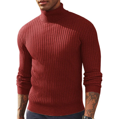 Autumn Men's Slim Fit Long Sleeve Turtleneck Sweater Casual Knitted Pullover Sweaters Outdoor Winter Warm Thick Heavyweight Top