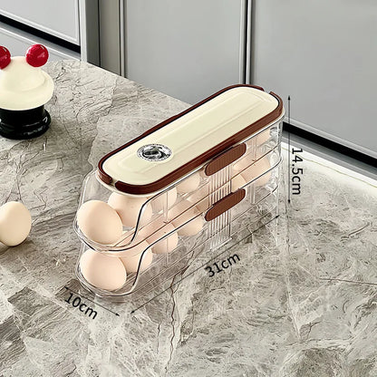 Egg Storage Box - Automatic Rolling Egg Holder Rack for Refrigerator