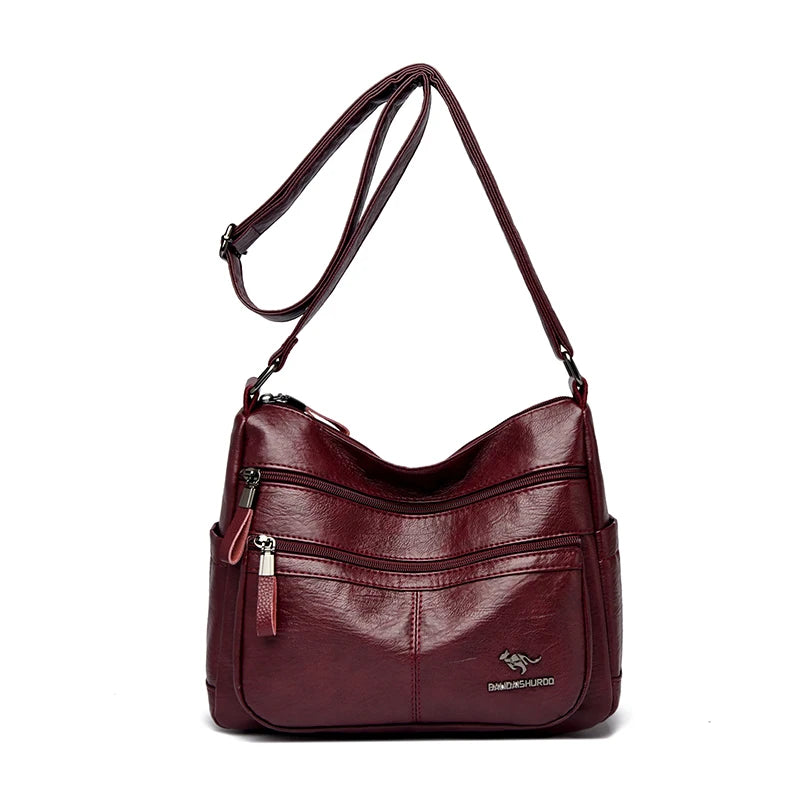 Luxury Crossbody Bags - Soft Leather Handbags With Zipper Closure & Interior Pockets
