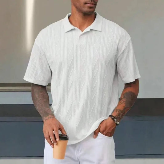 Knitted Polo Shirt – Men's Retro Summer Lapel Tee | Breathable Lightweight Top
