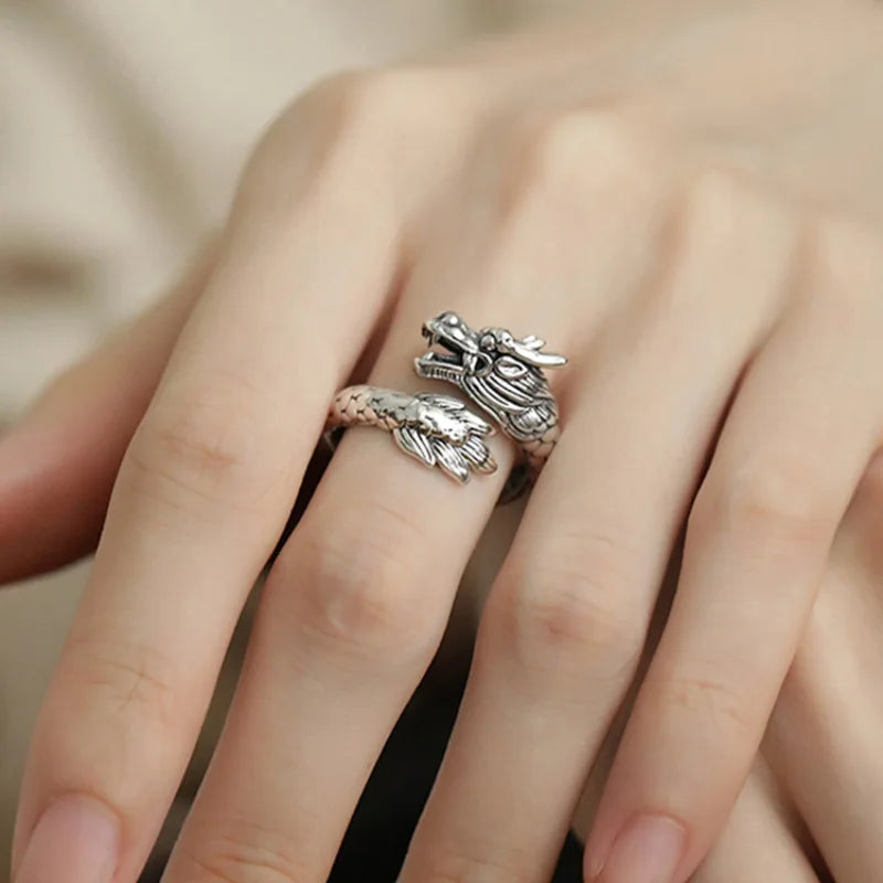 Sterling Silver Rings Adjustable Vintage Hip Hop Couples Silver Bands | Hollow Line Design