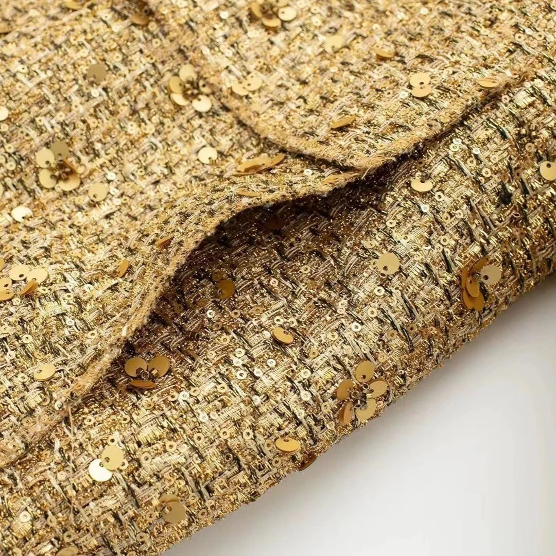 Suninheart Women's Sequined Bomber Jacket Fall O Neck Long Sleeve Gold Sequins Jacket Coat Female Glitter Chic Outerwear