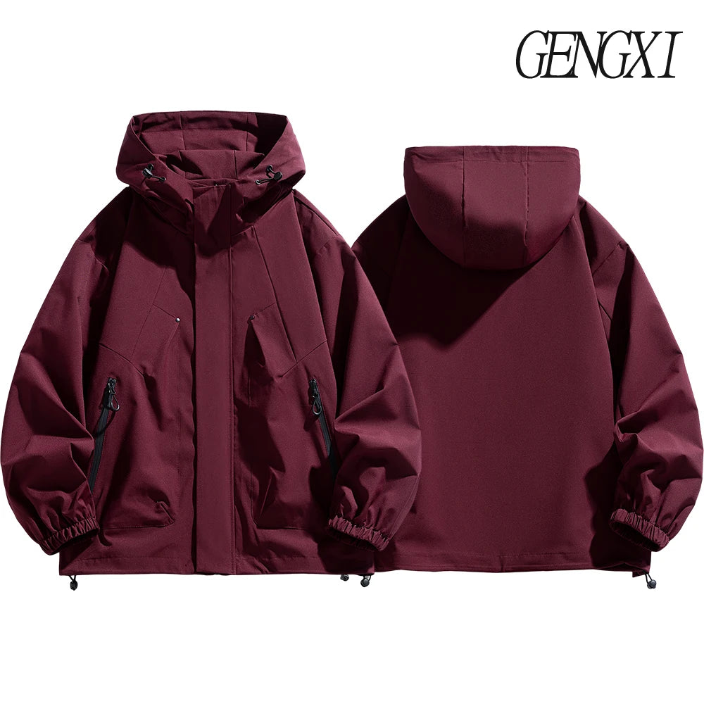 Windproof Waterproof Jacket - Plus Size Workwear Coat With Breathable Zipper Closure