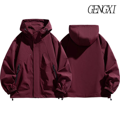 Windproof Waterproof Jacket - Plus Size Workwear Coat With Breathable Zipper Closure
