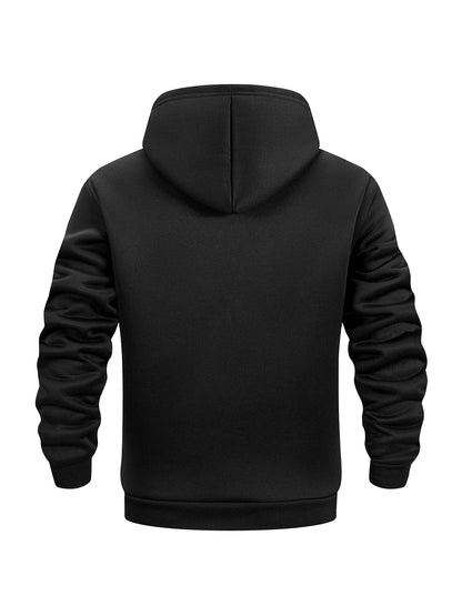 Men's Winter Hoodie - Thick Fleece Sweatshirt With Adjustable Drawstring Hood