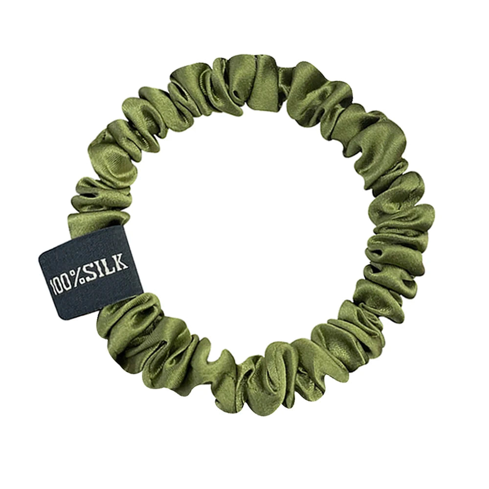 100% Pure Mulberry Silk Scrunchies Hair Bands Ties Gum Elastics Ponytail Holders for Women Girls Hair Accessories 19 Momme 1.5CM
