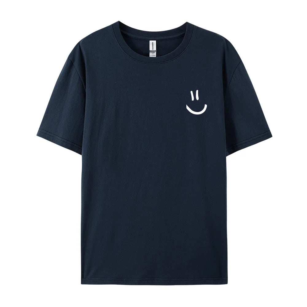Men Graphic T Shirt - Minimalist Smile Print Cotton Tee | Breathable Summer Casual