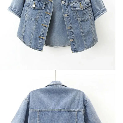 Fashionable New Versatile Short Sleeved Denim Jacket for Women Loose Korean Version Top Small Shawl Cardigan for Outerwear