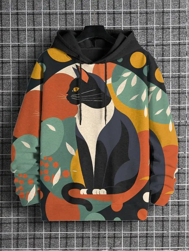 2026 Men's Hoodies Funny Cat Dinosaur UFO Art 3D Printed Cartoon Sweatshirt Men Women Tracksuit Oversized Casual Street Y2k Coat