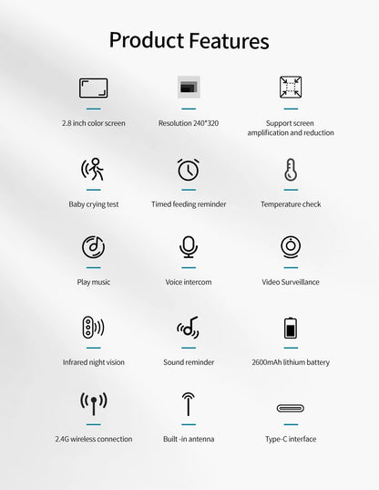 Baby monitor two-way audio voice intercom infrared night vision baby camera with monitor video surveillance security protection