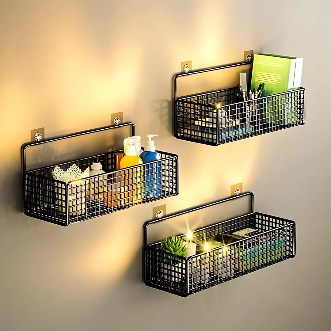 Multifunctional Bathroom Organiser - Wall Mount Toiletries Storage Rack
