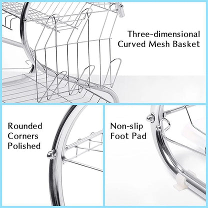 Stainless Steel Dish Rack - 2-Tier Metal Plate Holder | Rust Resistant & Space Saving