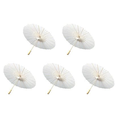 30-1PCS White Paper Parasol Umbrellas DIY Photo Cosplay Prop Bamboo Umbrella For Wedding Party Summer Beach Decor
