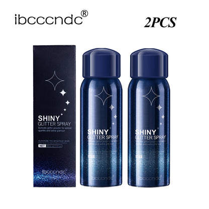 60ml Shiny Silver Glitter Spray High Gloss Glitter Powder Spray Waterproof Shiny Powder Makeup for Body Face Highlight Makeup