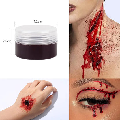 SFX Makeup Kit Scars Wax Halloween Special Effects Stage Fake Wound Skin Wax with Spatula Stipple Sponge Fake Wood Special - ZOOMNSTORE