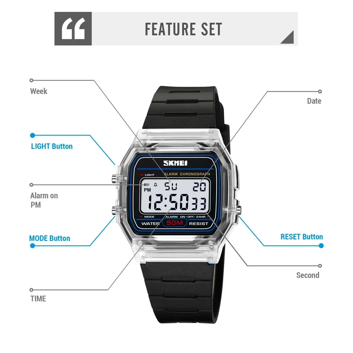 SKMEI 2056 Waterproof Sports Watch - Digital Countdown Wristwatch for Men and Women - ZOOMNSTORE