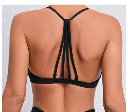 Yoga Sports Bra - Lightweight Nylon Spandex Multi Wear Crop Top with Removable Straps