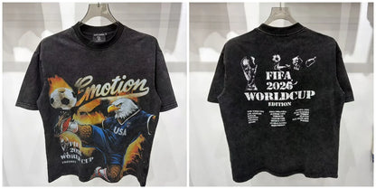 New MIXED-EMOTION Rhinestone cartoon printed pattern 100% cotton Men Women T-shirt Loose casual Shinning Diamond Tees Oversized Top