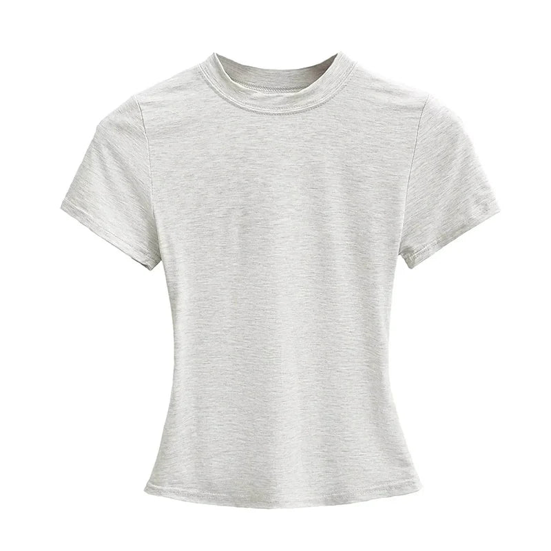 Women's Slim T-Shirt – Casual Solid Y2K Short-Sleeve Top