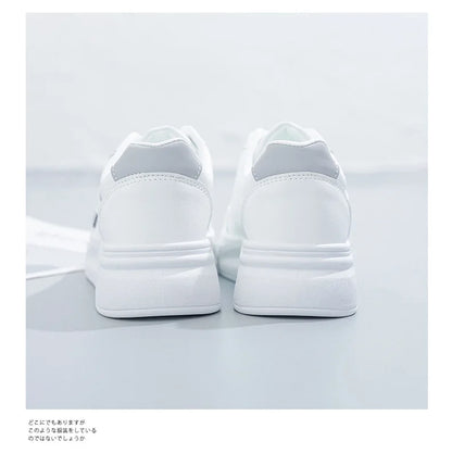 Outdoor Women Walking Shoes Skateboarding Shoes Women Sneakers PU Leather Lace-Up Breathable Jogging Casual Sneakers De Mujer