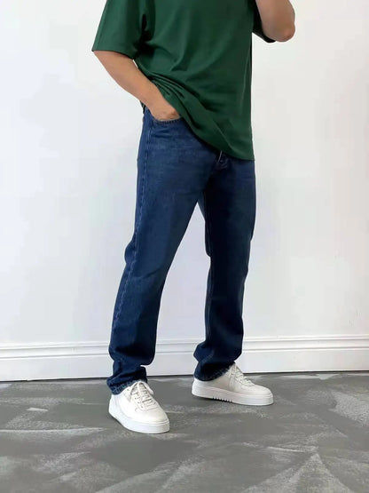 2025 New Business Men's Jeans Casual Straight Stretch Fashion Classic Blue Black Work Denim Trousers Male Brand Clothing S-3XL
