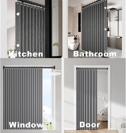 Folding Linen Shower Curtain - Waterproof with Magnets for Walk-in Showers - ZOOMNSTORE