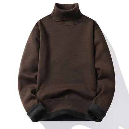 Sweatwear Mens Anti-pilling High Quality Knitted Turtleneck Sweater Slim Fit Long Sleeve Pullover Solid Color Trend Men Clothing