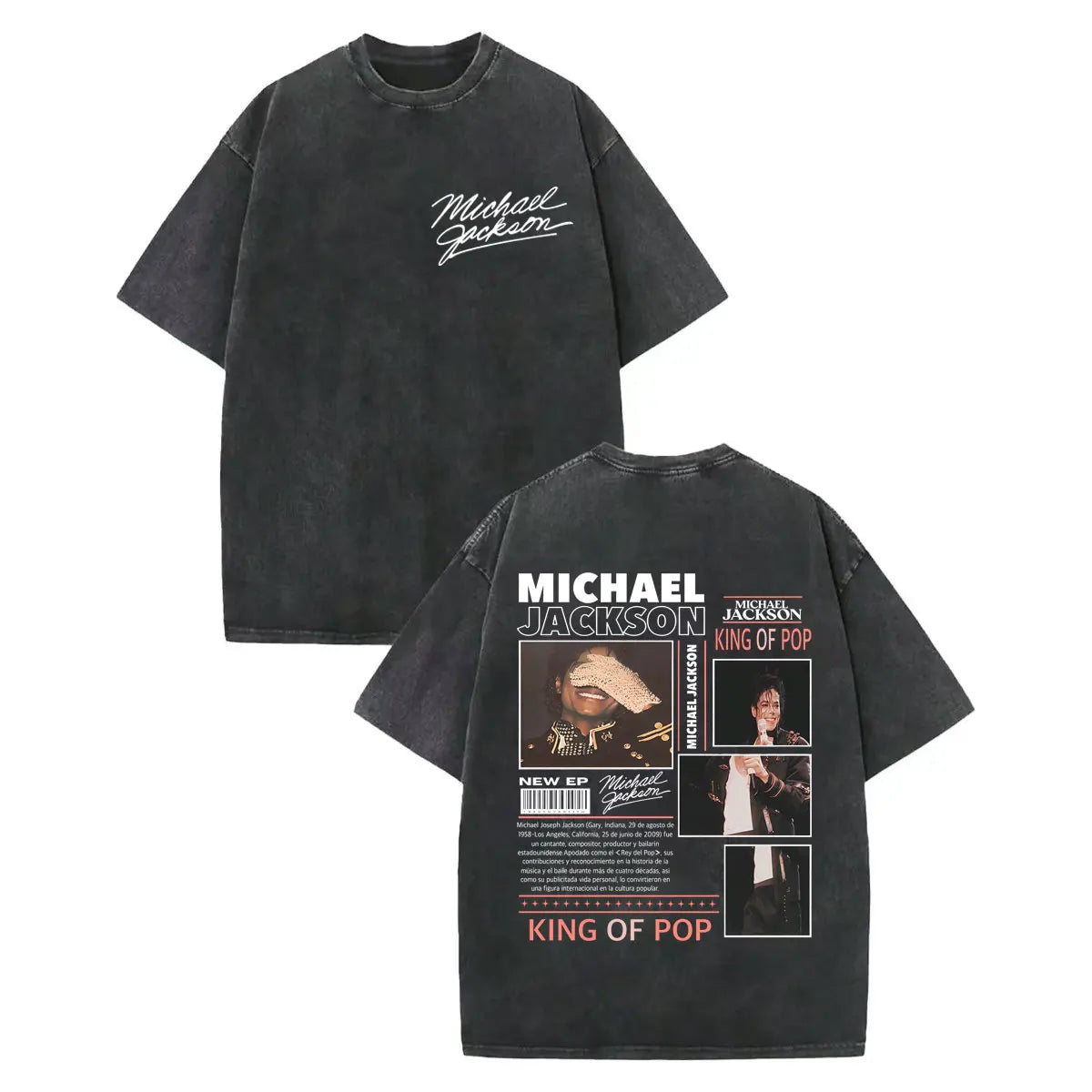 Vintage Washed Michael Jackson Album Poster Graphic T Shirt Men Women Clothing Rock Fashion T-shirt Summer Casual Loose T-shirts