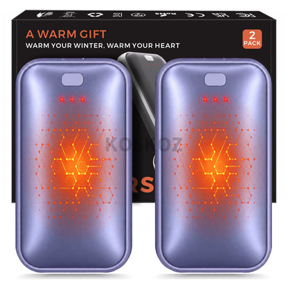 Rechargeable Electric Hand Warmers 2-Pack, Slim Pocket Design, USB-C Charging, 3 Heat Settings for Outdoor Use, Camping
