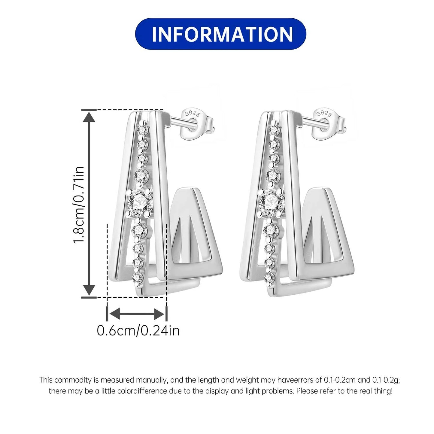 Orstarry S925 Sterling Silver Square Chain With Stone Inlaid Earrings Hoop Earrings For Women Jewelry Original Party Trendy Gift