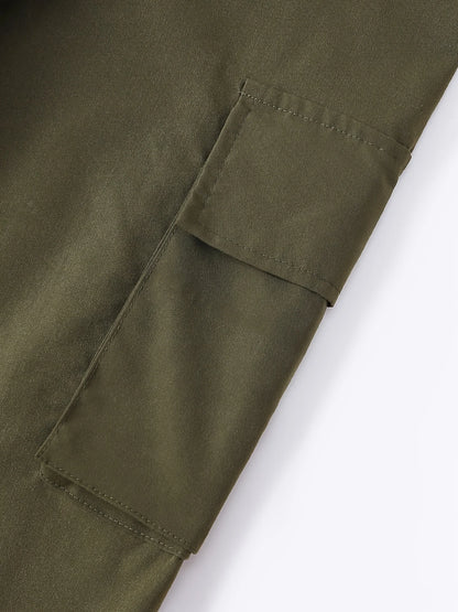 Elegant Solid High Waist Ripped Pant Fashion Women Pocket Elastic Straight Cargo Pants Casual Streetwear Sweatpant Y2K Trousers