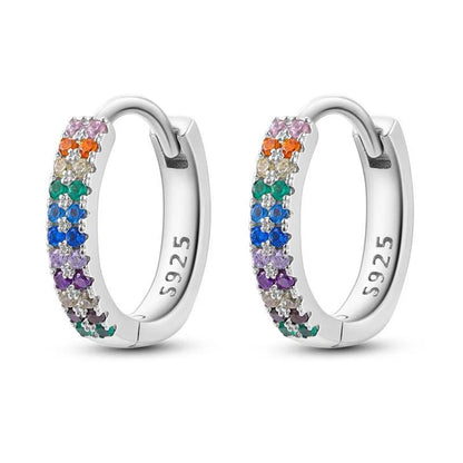 MISEFF Real 925 Sterling Silver Earring Gradual Change Green Blue Colored Zircon Hoop Earrings Engagement Wedding Jewelry Gifts