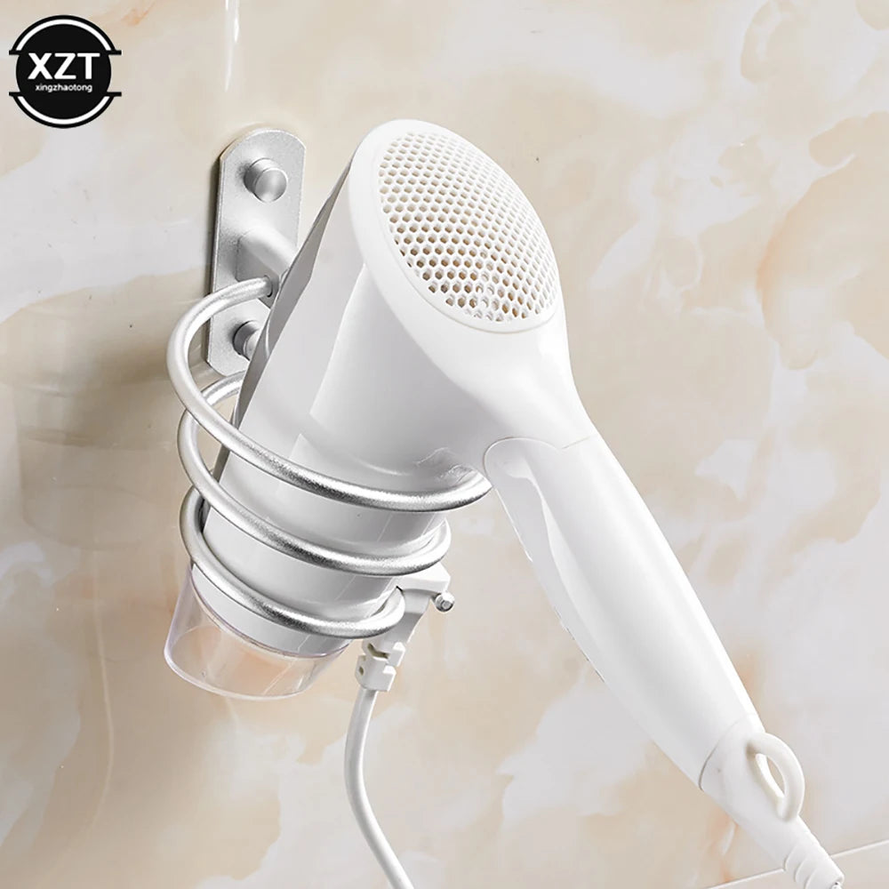 Hair Dryer Organizer Rack - Wall Mounted Aluminum Holder for Hairdryer and Straightener