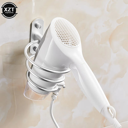 Hair Dryer Organizer Rack - Wall Mounted Aluminum Holder for Hairdryer and Straightener