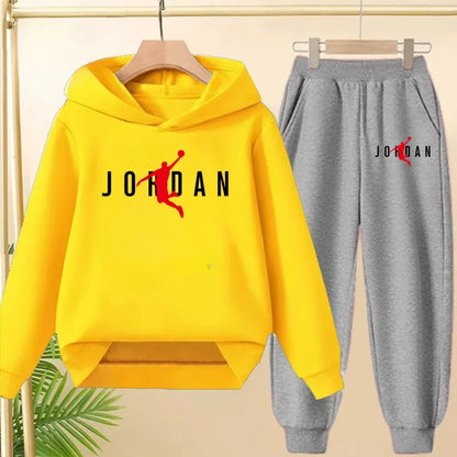 Children's Sportswear Set with Hoodie Sweatshirt And Long Pants Suitable for Kids Aged 3-13 Years Old for Engaging in Sports